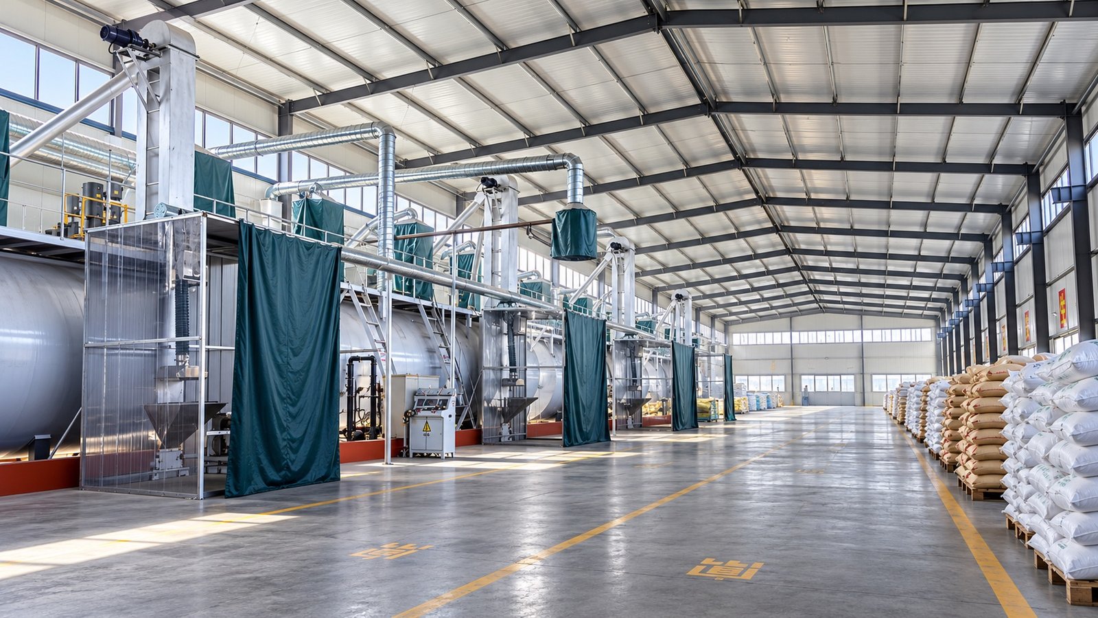 FUXIN binder workshop and material storage area