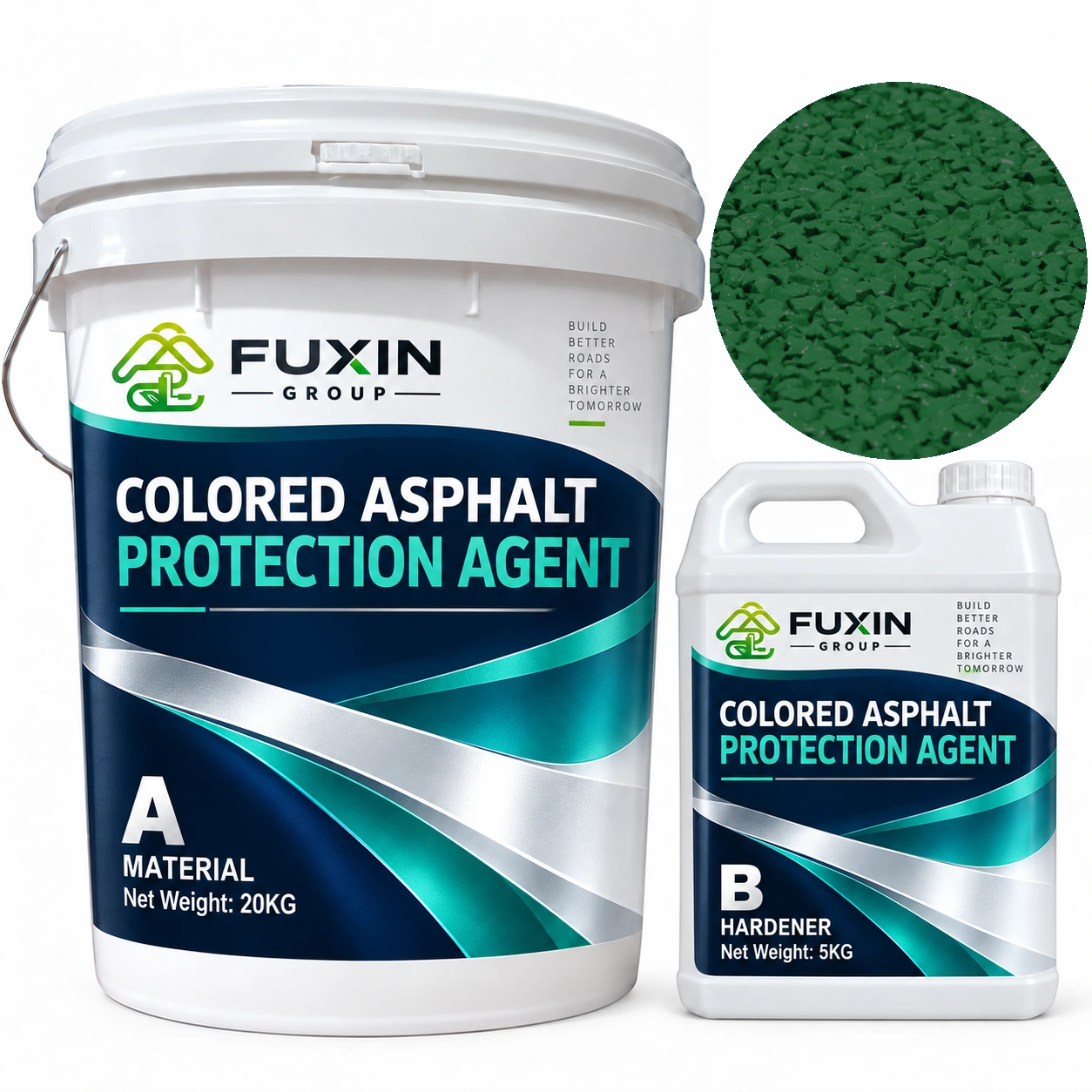 FUXIN Dark Green Colored Asphalt Protection Agent — A 20 kg + B hardener 5 kg