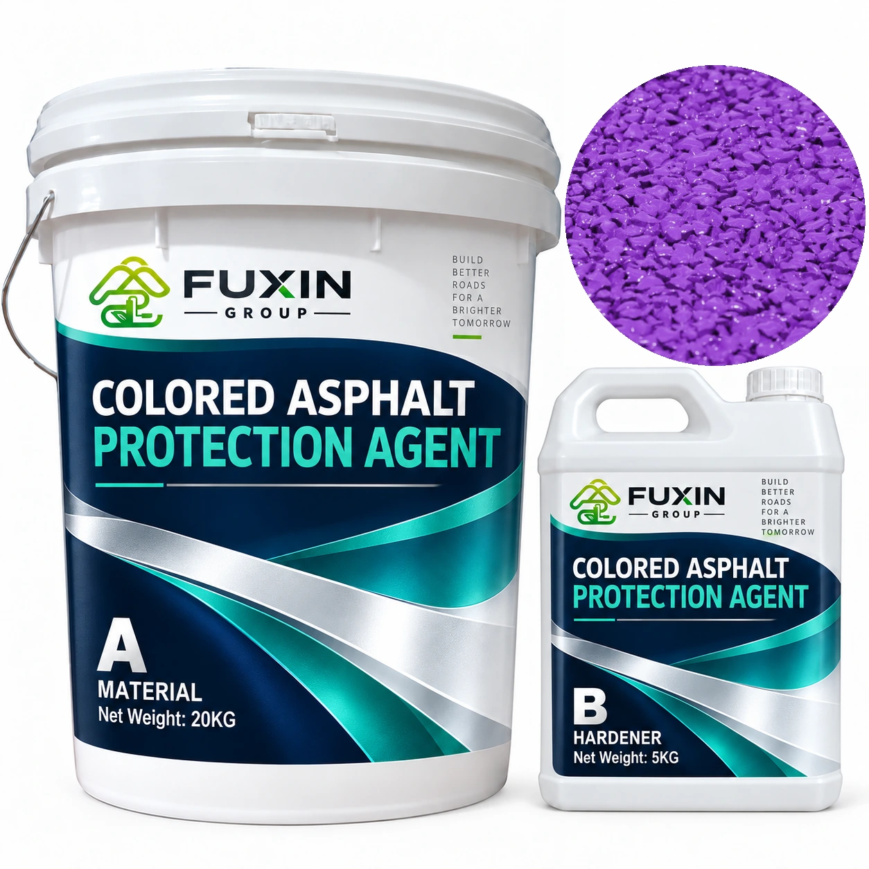 FUXIN Purple Colored Asphalt Protection Agent — A 20 kg + B hardener 5 kg