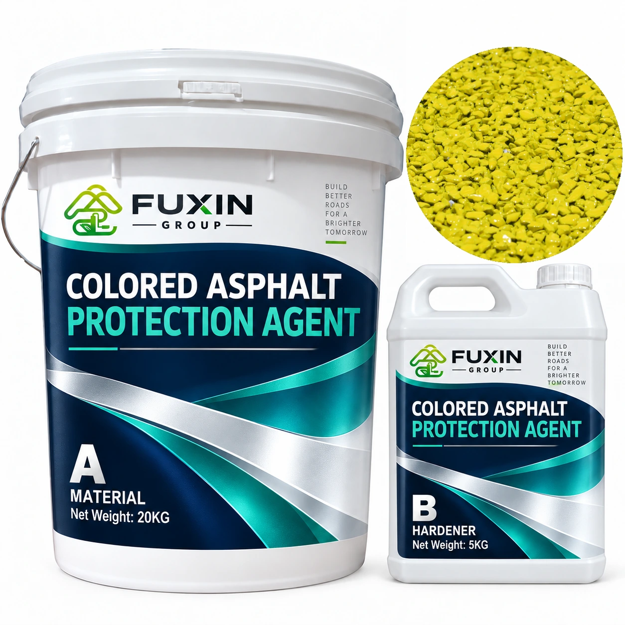 FUXIN Yellow Colored Asphalt Protection Agent — A 20 kg + B hardener 5 kg